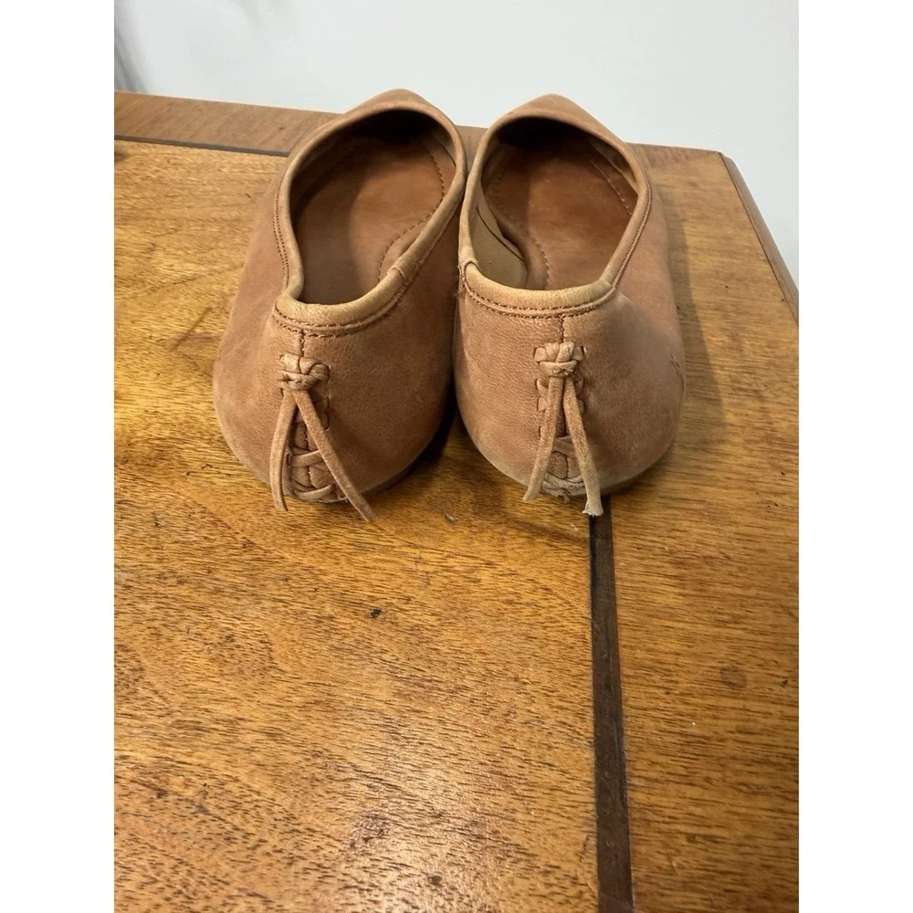 FRYE Women's 8 Regina Tan Beige Brandy Leather Nubuck Ballet Flats Pointed Toe